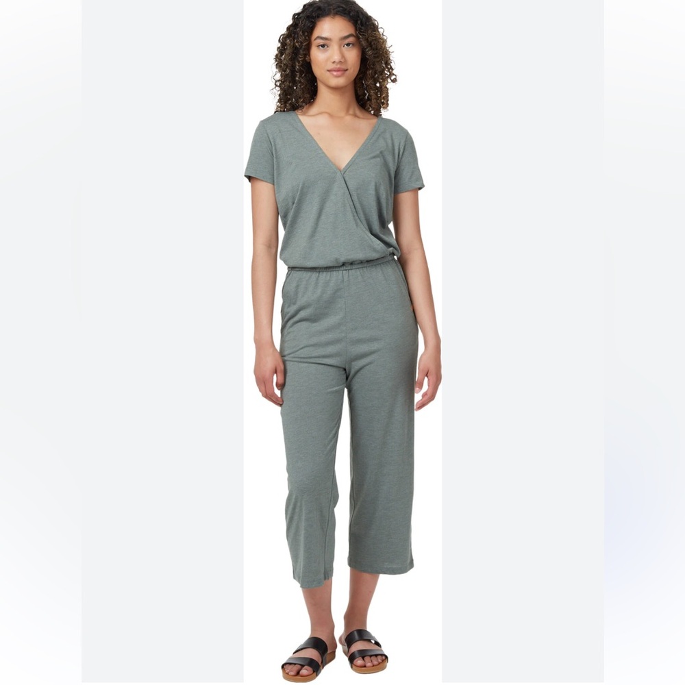 TENTREE Blakely Short Sleeve Jumpsuit Size Small Sage‎ Green Stretch Casual